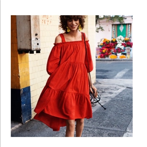 red peasant dress